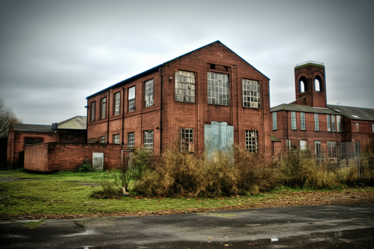 An old brick mill building.