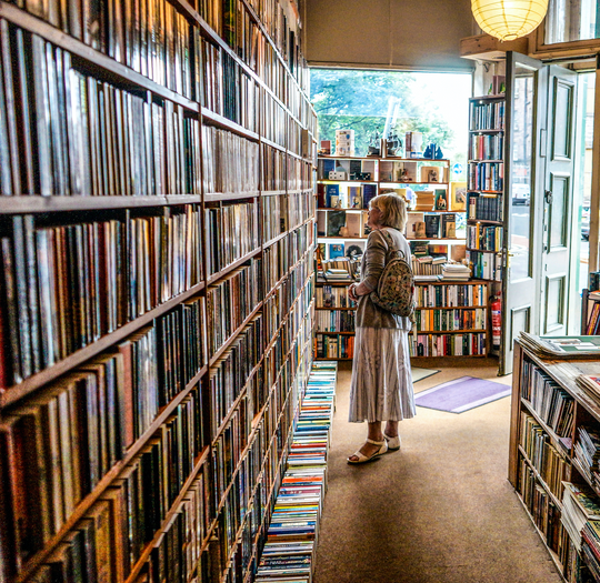 Woman at a bookstore.