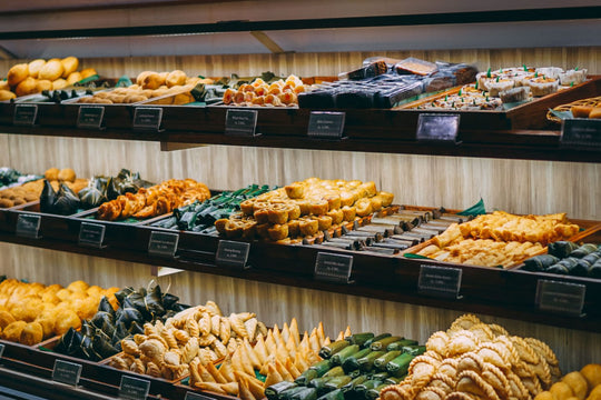 Assortment of savoury baked goods.