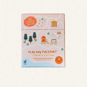 Play Day Passport: Toronto Edition box with 50 kid-friendly scratch-off cards for ages 2 to 12.