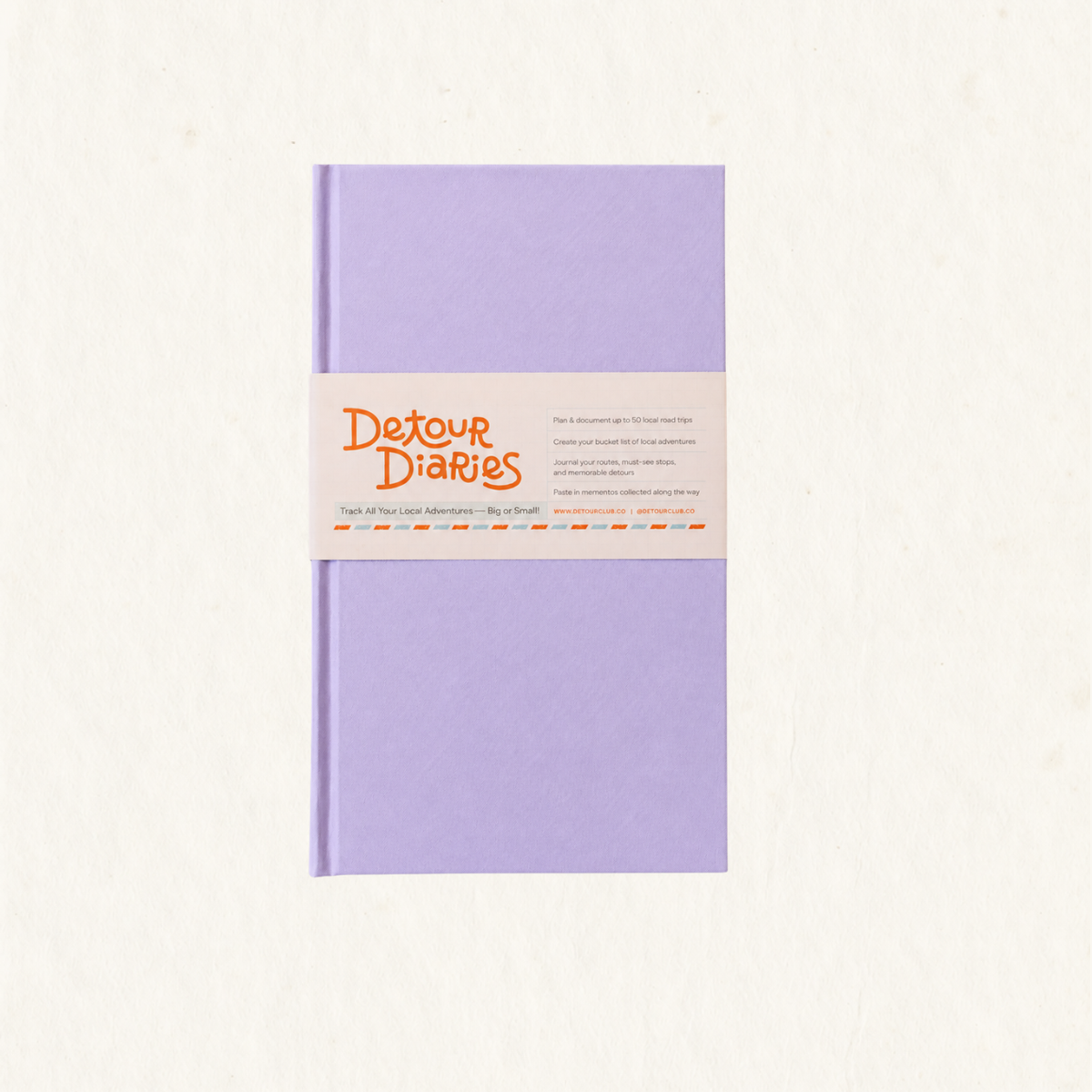 Lilac Road Trip Journal with a Detour Diaries cover label.