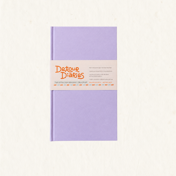 Lilac Road Trip Journal with a Detour Diaries cover label.