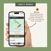 Bonus: scan the QR code to open an interactive trip map on your phone with route details, tips and fun facts.
