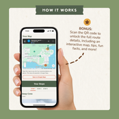Bonus: scan the QR code to open an interactive trip map on your phone with route details, tips and fun facts.