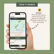 Bonus: scan the QR code to open an interactive trip map on your phone with route details, tips and fun facts.