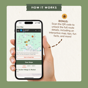 Bonus: scan the QR code to open an interactive trip map on your phone with route details, tips and fun facts.