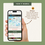 Bonus: scan the QR code to open an interactive trip map on your phone with route details, tips and fun facts.