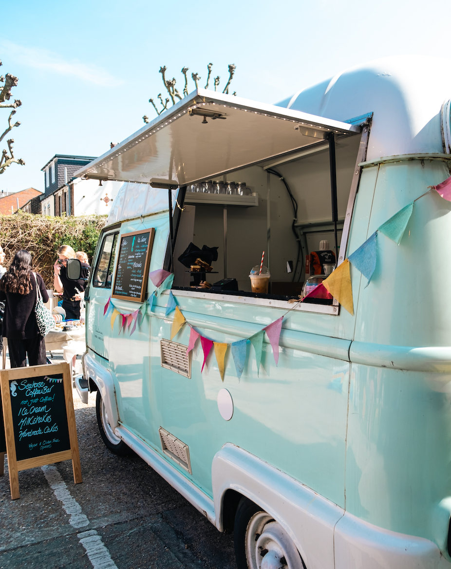 Pastel green food truck