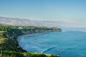 Cliffs overlooking a blue ocean