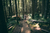 Woman hiking in a forest