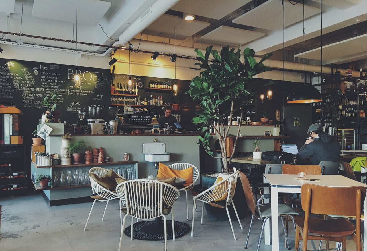 Interior of a cafe.
